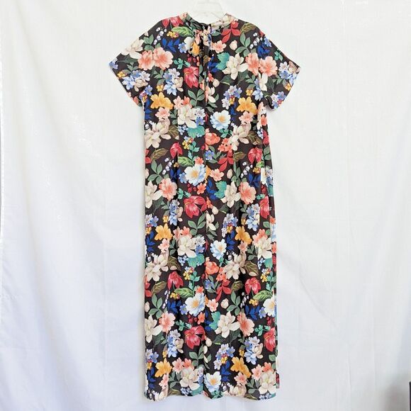 eShakti Wayward Fancies 3X 24W Floral Maxi Shift Dress Pockets Bow Plus Size - Picture 4 of 12